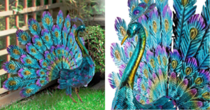 Home Depot Is Selling A Colorful Metal Peacock You Can Put In Your Yard