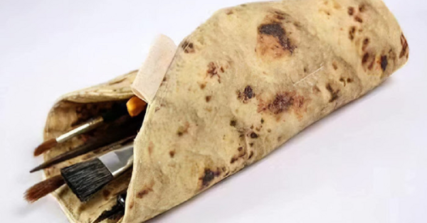 You Can Wrap Up Your Favorite Art Tools With This Pencil Holder That Looks Like A Tortilla