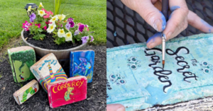 People Are Painting Brick Pavers To Look Like Old Books For The Cutest Garden Decor Ever