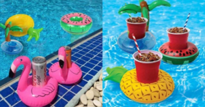 You Can Get Floating Coasters To Hold Your Drink So You Can Sip In The Pool Without Spilling Your Beverage