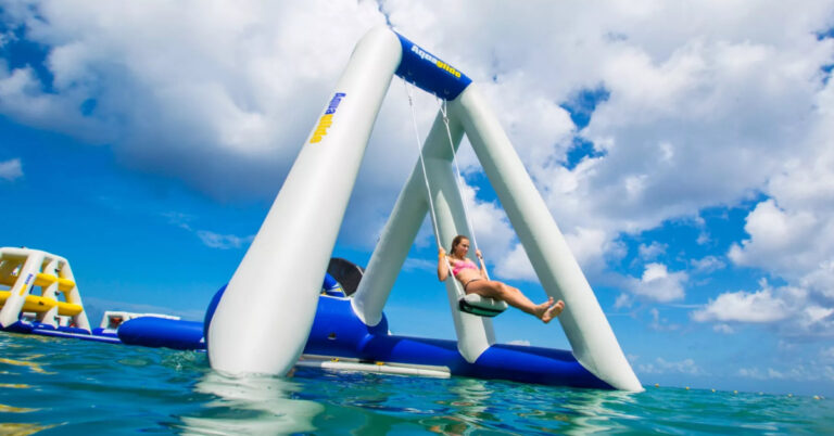 You Can Get An Inflatable Pool Swing That Catapults You Into The Water For The Ultimate Way To Keep Cool