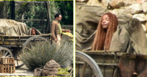 Check Out Halle Bailey In Ariel’s Iconic Burlap Outfit In These ‘Little Mermaid’ Set Photos