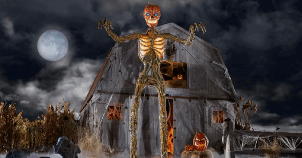 Home Depot Is Selling A 12-Foot Inferno Pumpkin Skeleton With Animated Eyes For Your Yard