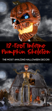 Home Depot Is Selling A 12-Foot Inferno Pumpkin Skeleton With Animated