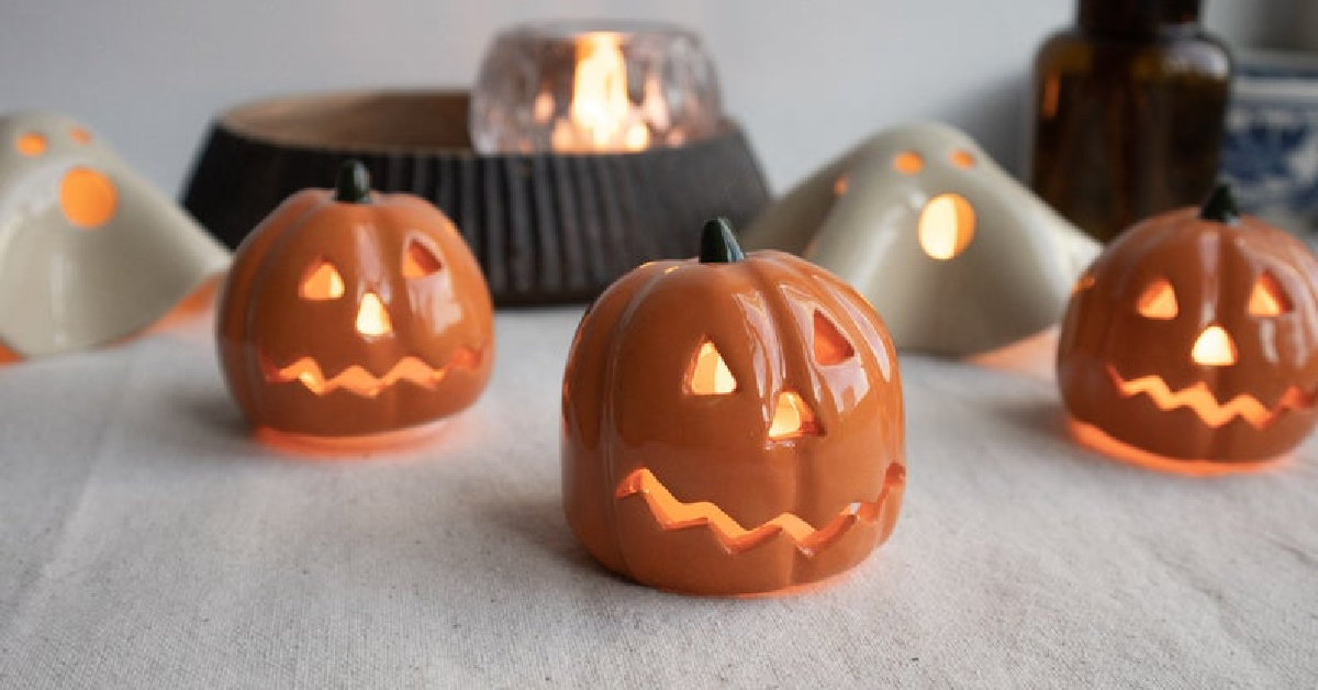 You Can Get A Ceramic Halloween Pumpkin Tea Light Holder And They Are Adorable