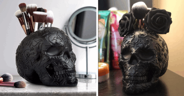This Skull Makes A Creepy Cool Place To Store All Your Makeup Brushes