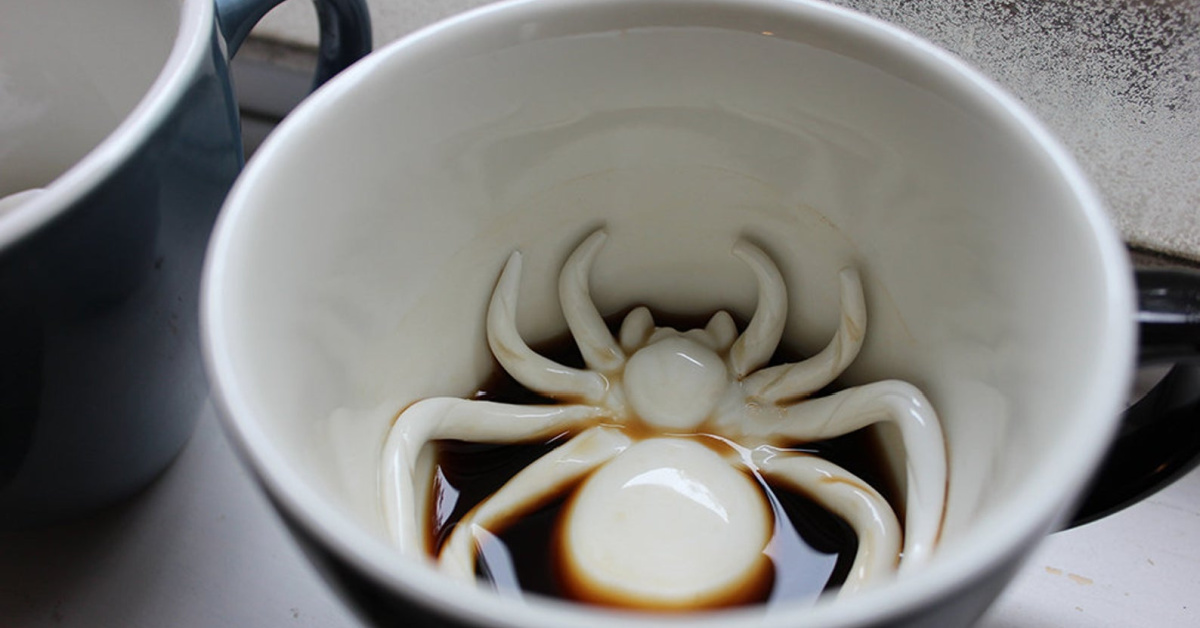 This Coffee Mug Has A Spider Hidden At The Bottom Making It Creepy Cool To Sip In