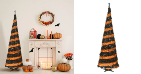 Home Depot Is Selling A 7.5 Foot Orange And Black Striped Tree Just In Time For Halloween