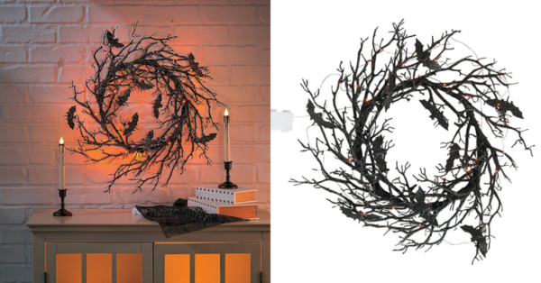 This Spooky Light-Up Black Bat Wreath Is Here Just In Time For Your Halloween Decorating