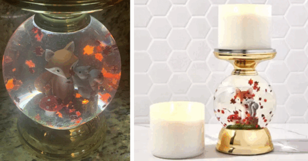 Bath & Body Works Released A Candle Holder That Has A Water Globe With Forest Animals Inside