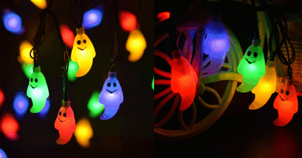 You Can Get Colorful Ghost LED String Solar Lights To Light Up Your Home For Halloween!