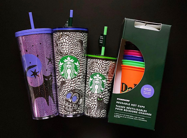 Starbucks Halloween 2021 Reusable Hot Cups Glow in the Dark 6pk 