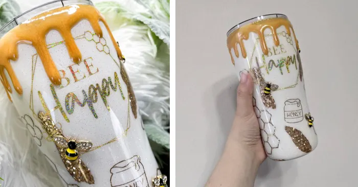 Tack It Method Glitter Stainless Steel Tumbler Tutorial, Bee Jay's Glitter