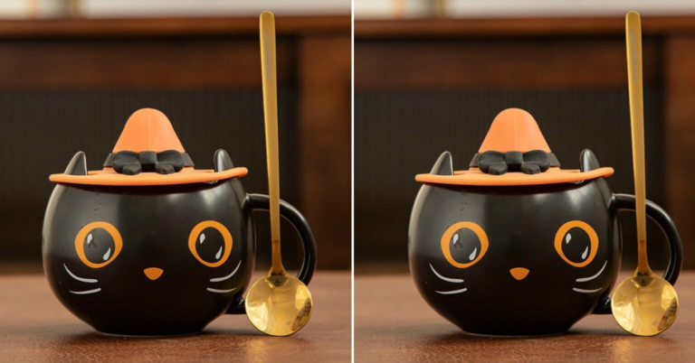 You Can Get A Starbucks Black Cat Mug That Comes With A Matching Stirring Spoon