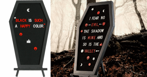 This Black Coffin Letter Board Is Perfect For Leaving Spooky Messages On