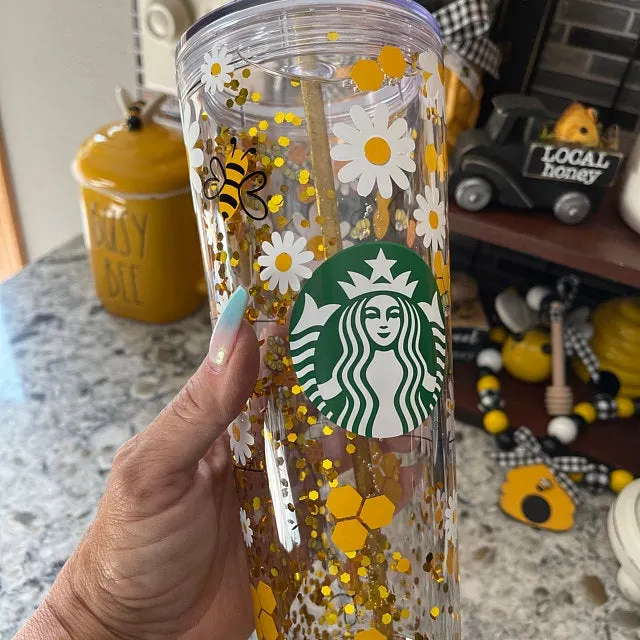 Bumble Bee Tumbler-aesthetic Tumbler-glass Tumbler-iced Coffee