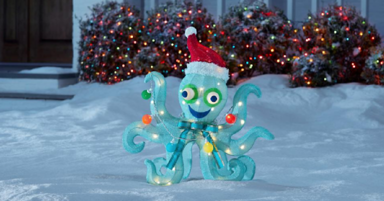 Home Depot Is Selling A Light-Up Christmas Octopus You Can Put In Your Yard For The Holidays