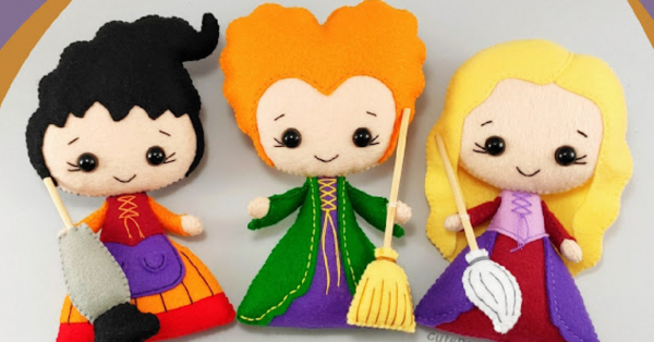 You Can Easily Make Your Own Glorious Felt Sanderson Sisters Dolls