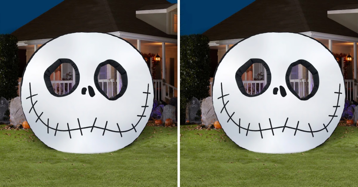 Lowe’s Is Selling a Giant 8 Foot Inflatable Jack Skellington Head That Lights Up at Night For Halloween