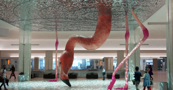This Giant Pink Flamingo Sculpture Is One Of Four Amazing Art Exhibits Going In At The Tampa International Airport