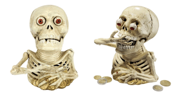 This Hungry Skeleton Bank Has Eyes That Bug Out When He Eats Coins