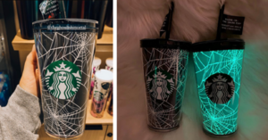 Starbucks Released A New Glow-In-The-Dark Spiderweb Cup Complete With Stickers You Can Use To Decorate It