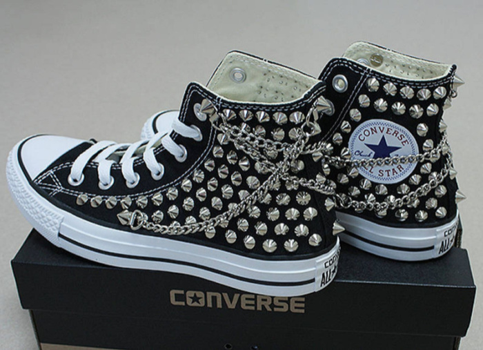 You Have To Check Out These Black Studded Converse Sneakers
