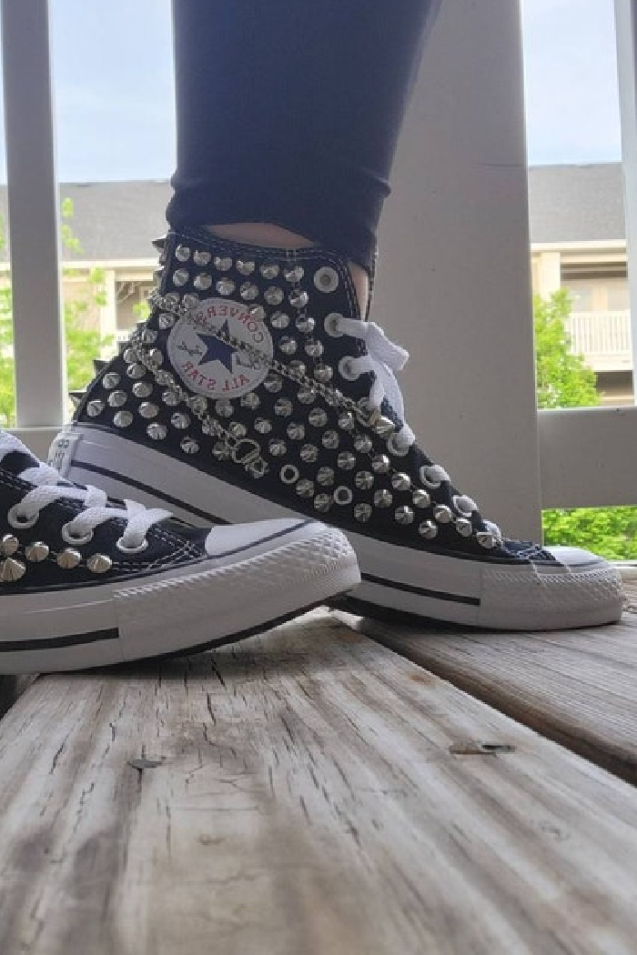 You Have To Out These Black Studded Converse Sneakers