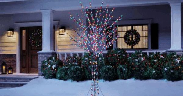 Home Depot Is Selling A 8-Foot Bare Branch Christmas Tree That’s Already Decorated in Colorful Lights
