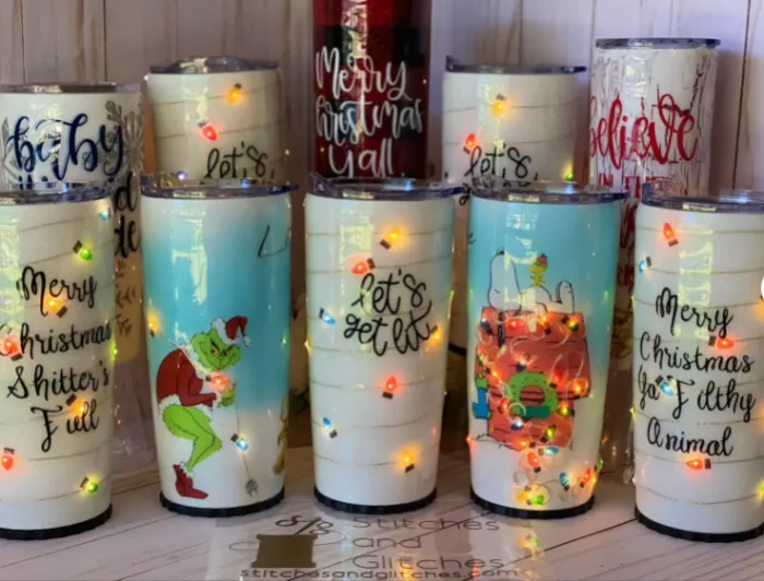 Merry Christmas Tumbler with Straw - Winter Tumbler Christma - Inspire  Uplift