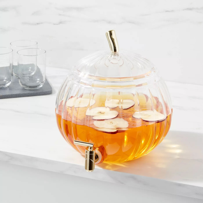 Way to Celebrate Clear Glass Pumpkin Beverage Dispenser