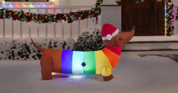 Home Depot Is Selling An Inflatable Rainbow Dachshund You Can Put In Your Yard For The Holidays