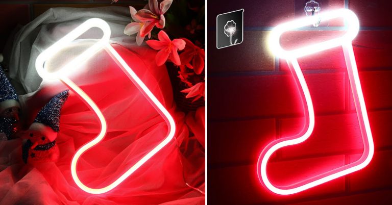 This Neon Christmas Stocking Light Will Bring A Bit Of Cheer To Your Holiday Decorations