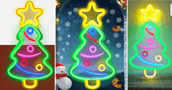 This LED Neon Christmas Tree Wall Decoration Will Light Up The Holidays