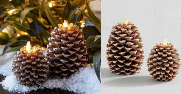 You Can Get Flickering Flameless Pinecone Candles To Make Your Holiday Atmosphere More Cozy