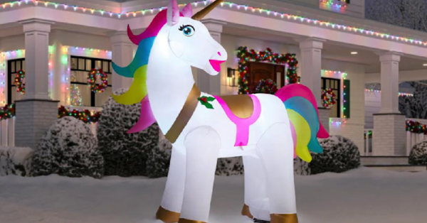 Home Depot Is Selling An Inflatable Christmas Unicorn You Can Put In Your Yard For The Holidays