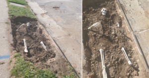 People Are Burying Fake Skeletons in The Ground To Decorate For Halloween
