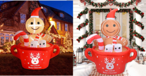 You Can Get An Inflatable Gingerbread Man In A Mug Of Hot Cocoa To Put In Your Yard For Christmas