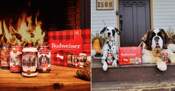 Budweiser Just Released Their Holiday Decorated Cans and One Has An Adorable Pup On It