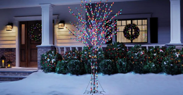 Home Depot Is Selling A Bare Branch Tree With Multi-Color Lights You Can Put In Your Yard For The Holidays
