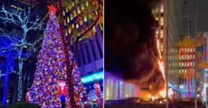 The 50 Foot Fox News Christmas Tree in New York Was Set on Fire