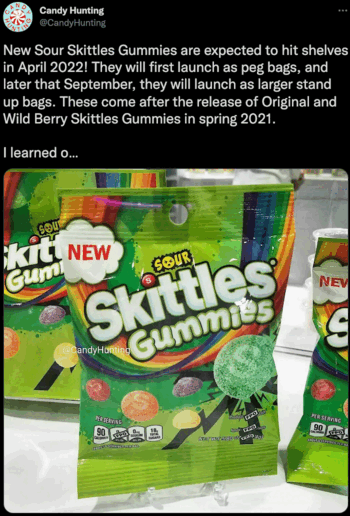 Skittles Is Releasing a Sour Version of Their New Gummy Candy That Will ...