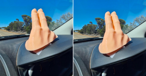 This 2-Finger Waving Hand Attaches to Your Car’s Dashboard So You Never Miss Another Wave Again