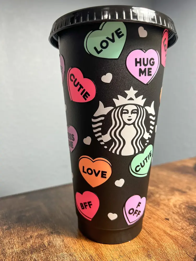 Valentine's Day Heart Eye Smile Starbucks Cup Boho Gift for Lover