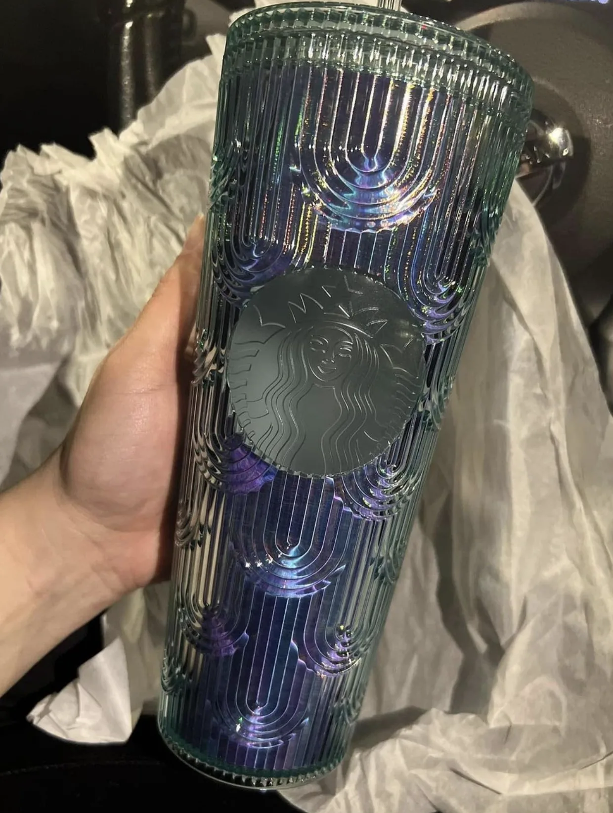 Starbucks Released A New Iridescent Cup That Gives Off Art Deco Vibes
