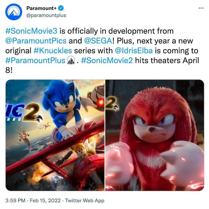 Sonic the Hedgehog 2 (2022) - Title Announcement - Paramount