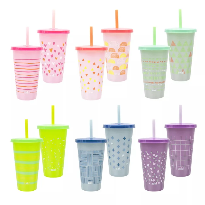 Reusable Plastic Cups with Lids and Straws Color Changing Cup 25oz
