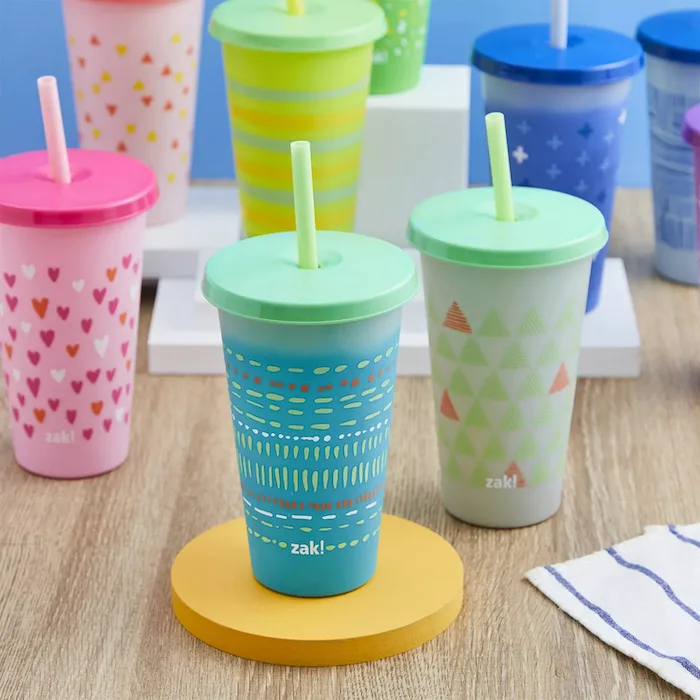 Reusable Plastic Cups with Lids and Straws Color Changing Cup 25oz