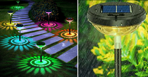 These Solar Powered Outdoor Lights Change Colors And Project A Sunflower In Your Yard