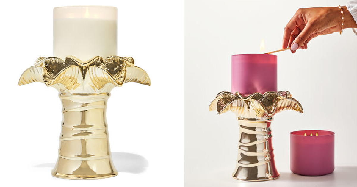 You Can Get A Pedestal Candle Holder That Looks Just Like A Palm Tree